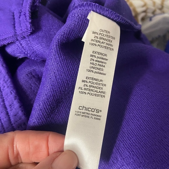 Chico's Vibrant Purple Women's Blazer Size L Snap Front Collarless Career Office - Picture 7 of 11